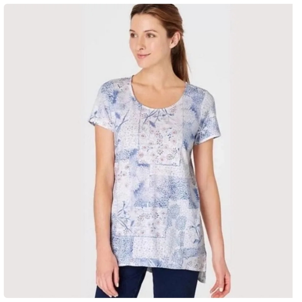 Pure Jill by J Jill Linen Blend Patchwork Print Lightweight Tunic Top Size 2X▪